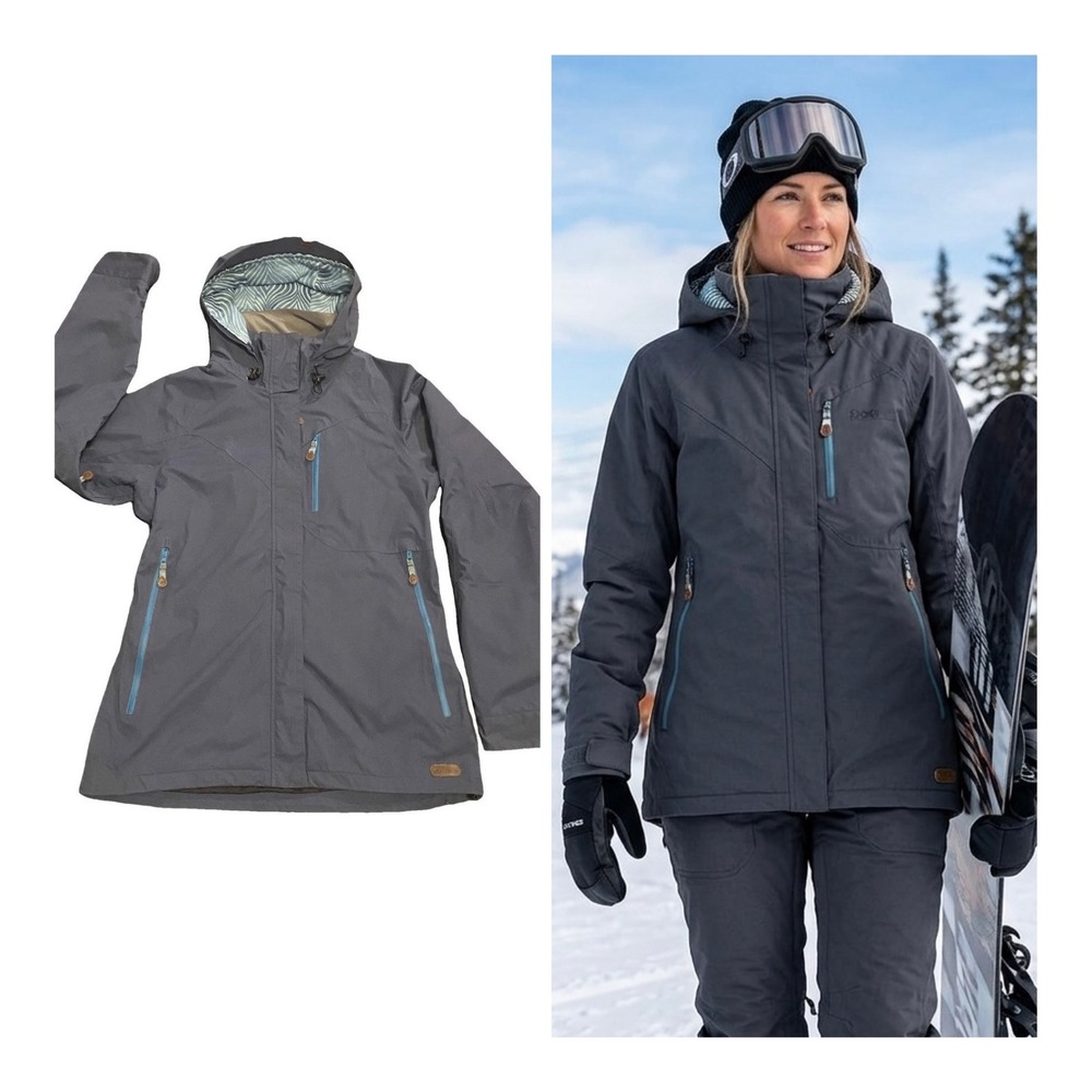 Dakine Technical Outerwear Gray Teal Ski Snowboard Jacket Hooded Women's XL VTG